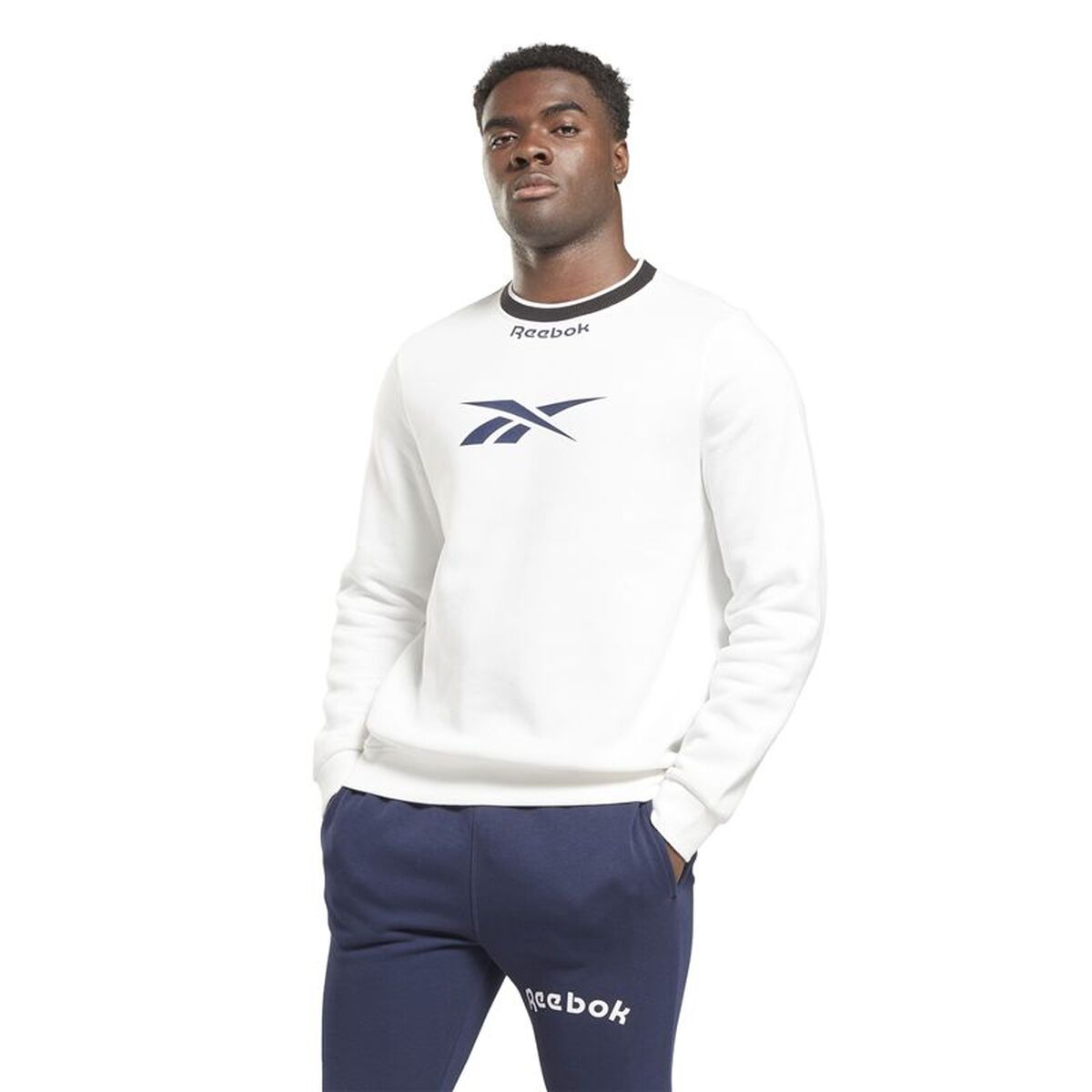 Ανδρικό Φούτερ χωρίς Κουκούλα Reebok Identity Arch Logo Fleece Λευκό