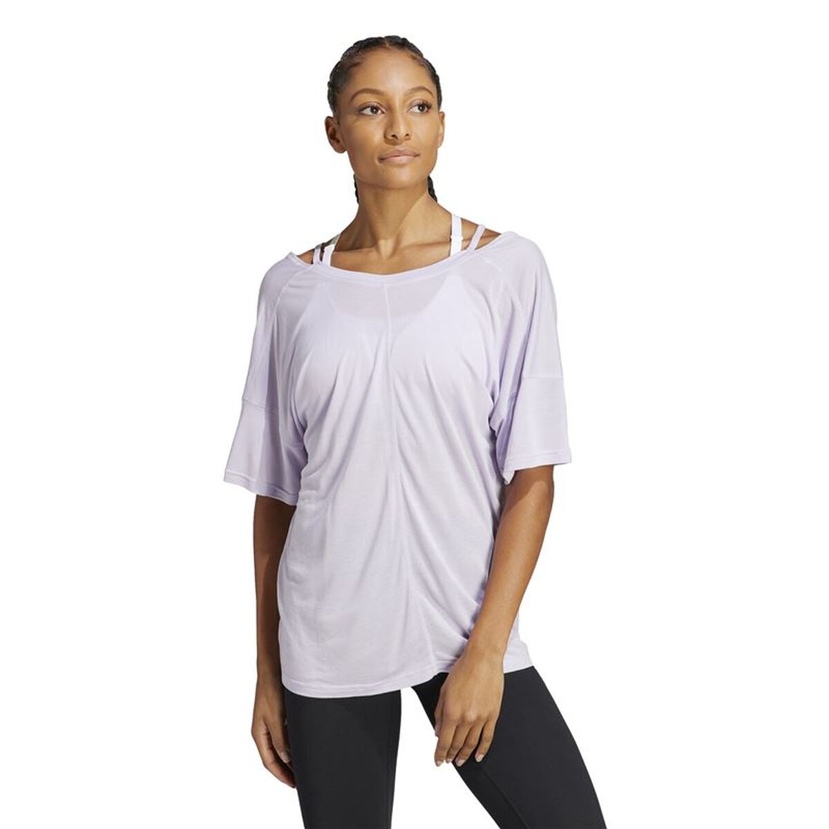 Γυναικεία Μπλούζα με Κοντό Μανίκι Adidas Yoga Studio Oversized Λιλά