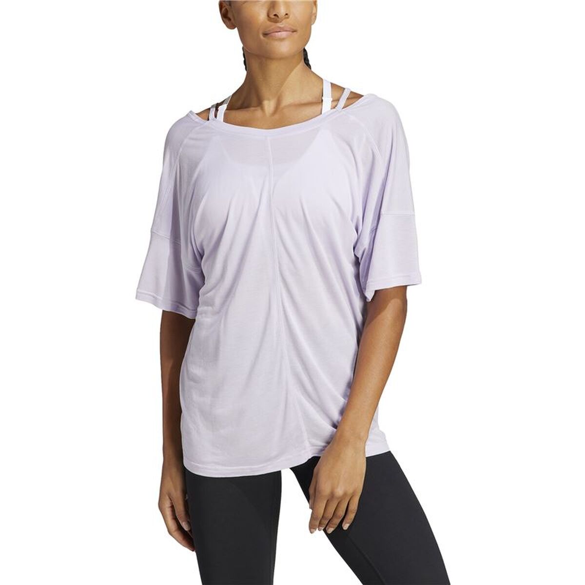 Γυναικεία Μπλούζα με Κοντό Μανίκι Adidas Yoga Studio Oversized Λιλά