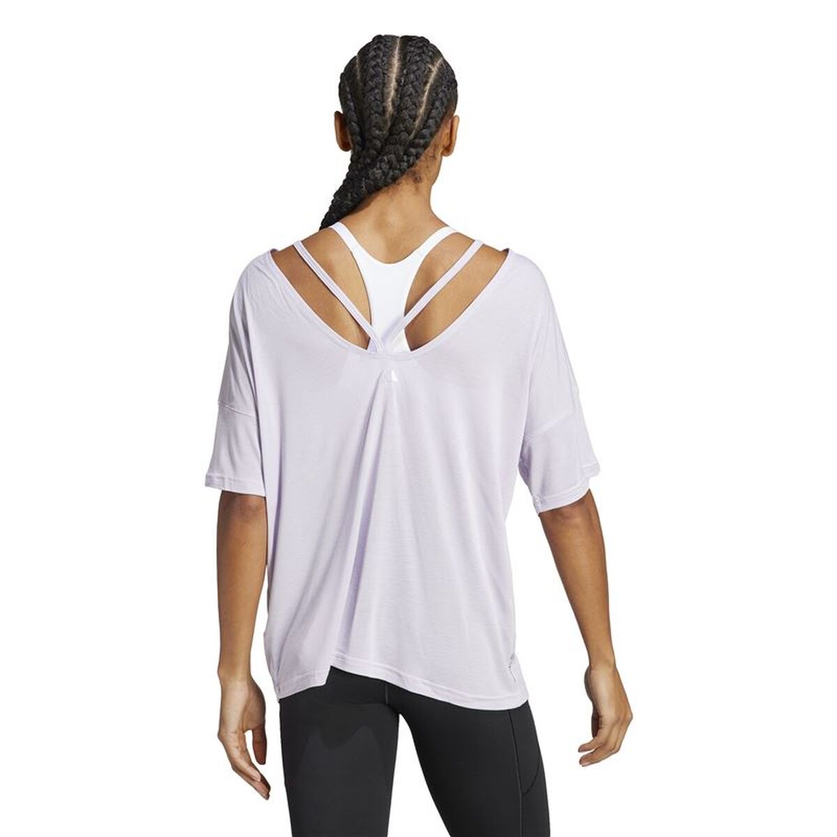 Γυναικεία Μπλούζα με Κοντό Μανίκι Adidas Yoga Studio Oversized Λιλά