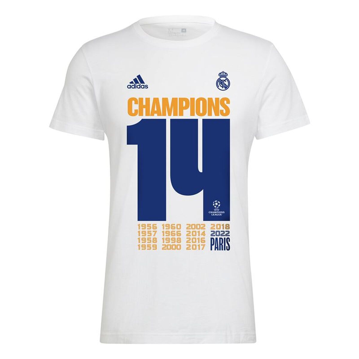 Ανδρική Μπλούζα με Κοντό Μανίκι Real Madrid CF Champions 2022 Λευκό