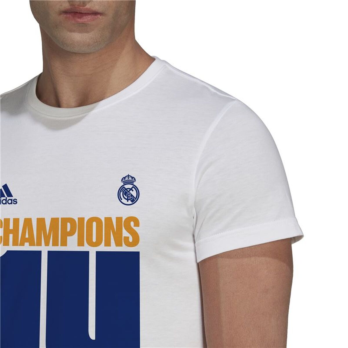 Ανδρική Μπλούζα με Κοντό Μανίκι Real Madrid CF Champions 2022 Λευκό