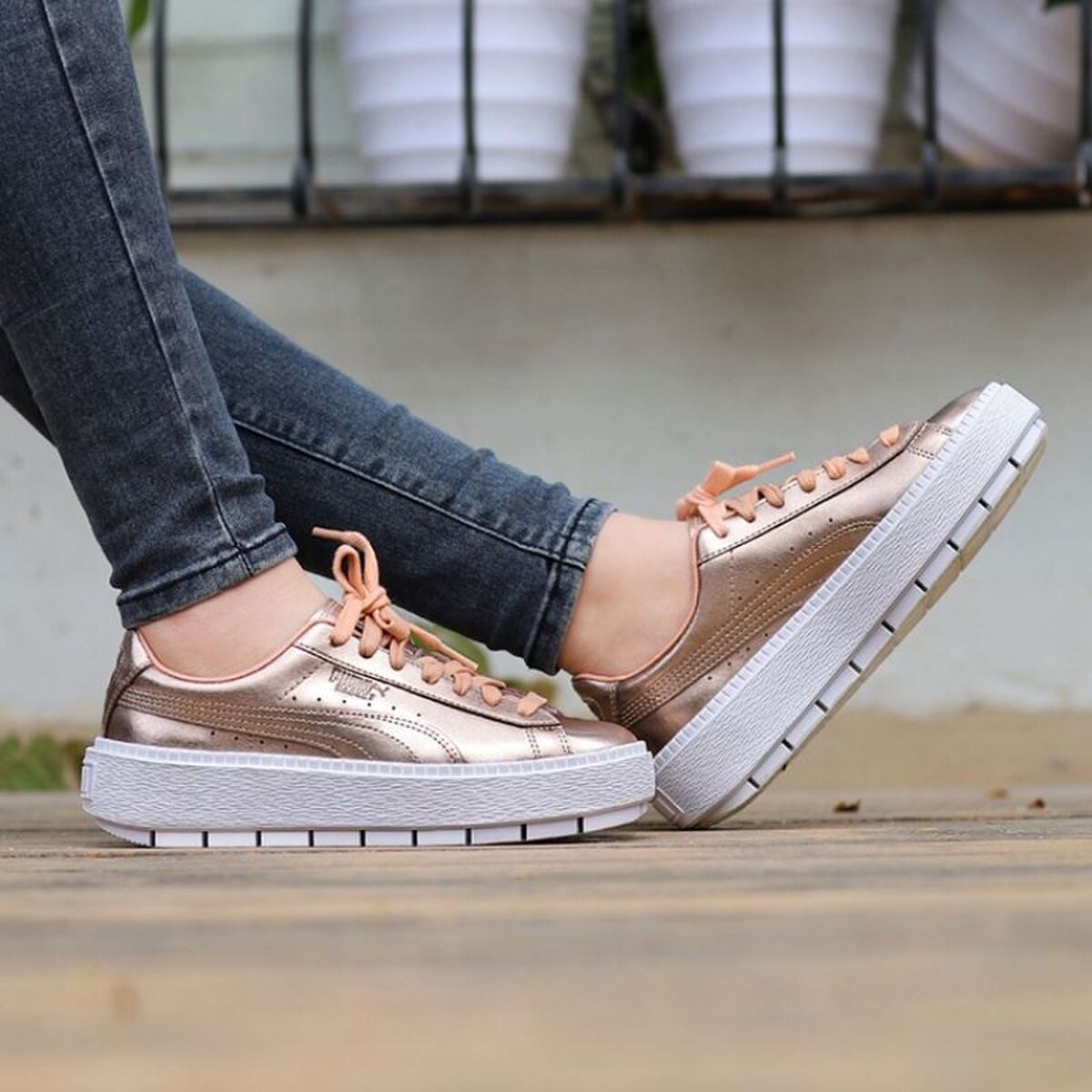 Γυναικεία Αθλητικά Παπούτσια Puma Basket Platform Trace Luxe Καφέ