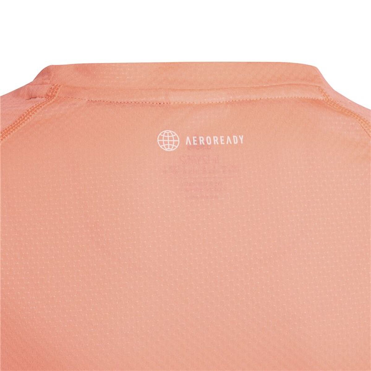 Παιδικό Μπλούζα με Κοντό Μανίκι Adidas Aeroready 3 Bandas Salmon