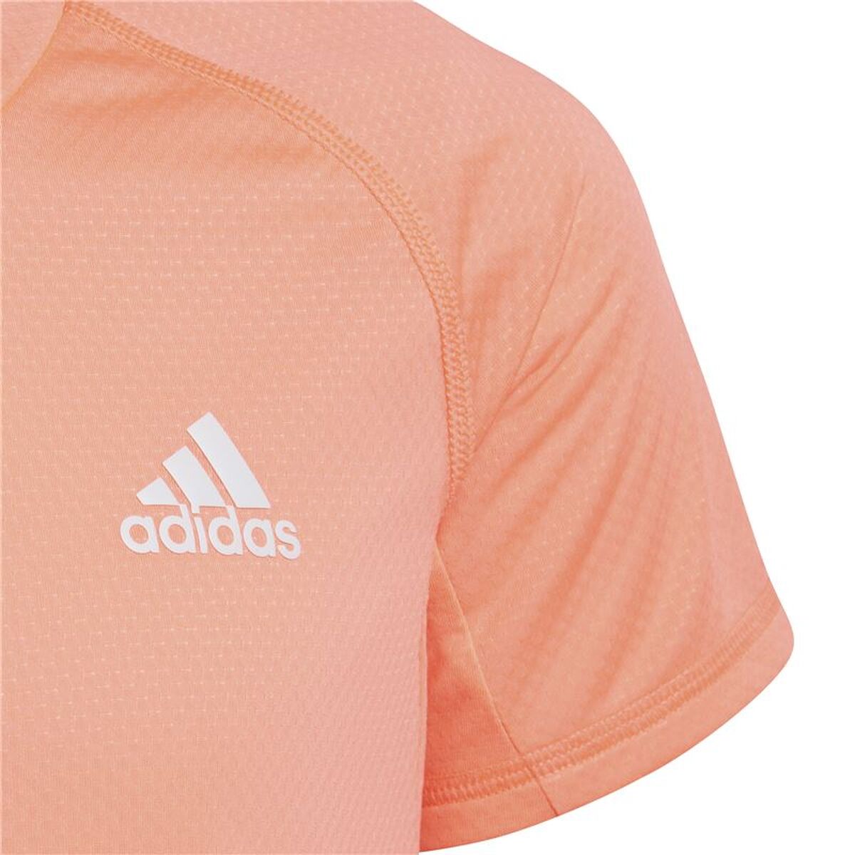 Παιδικό Μπλούζα με Κοντό Μανίκι Adidas Aeroready 3 Bandas Salmon