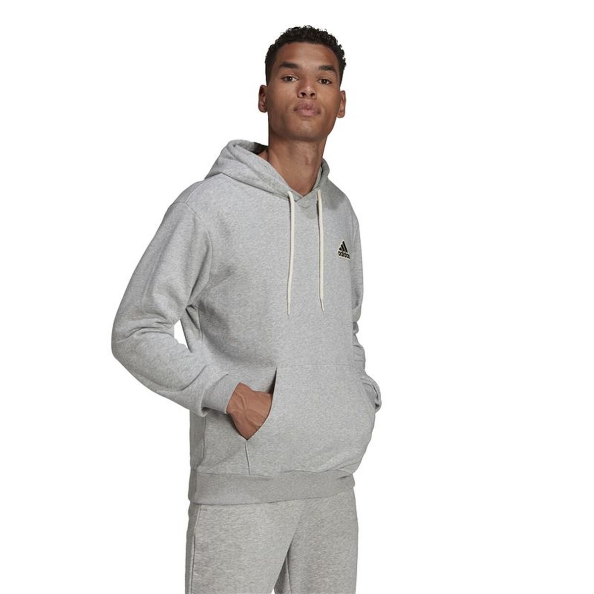 Ανδρικό Φούτερ με Κουκούλα Adidas Essentials Feelcomfy M Ανοιχτό Γκρι