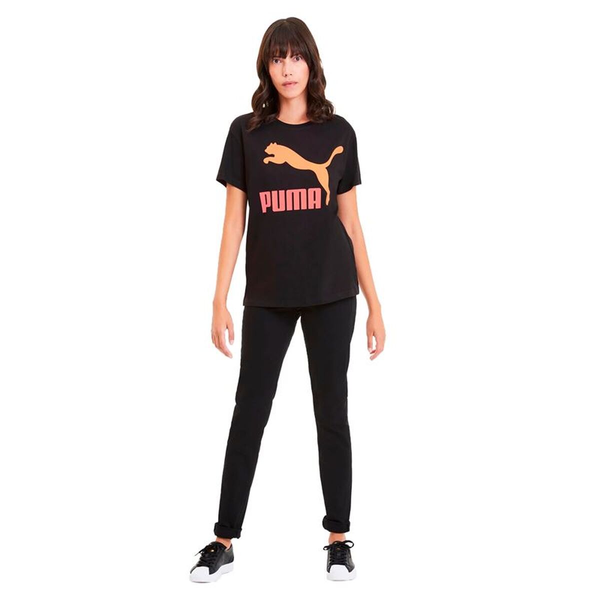 Γυναικεία Μπλούζα με Κοντό Μανίκι Puma Puma Classics Logo Tee Μαύρο