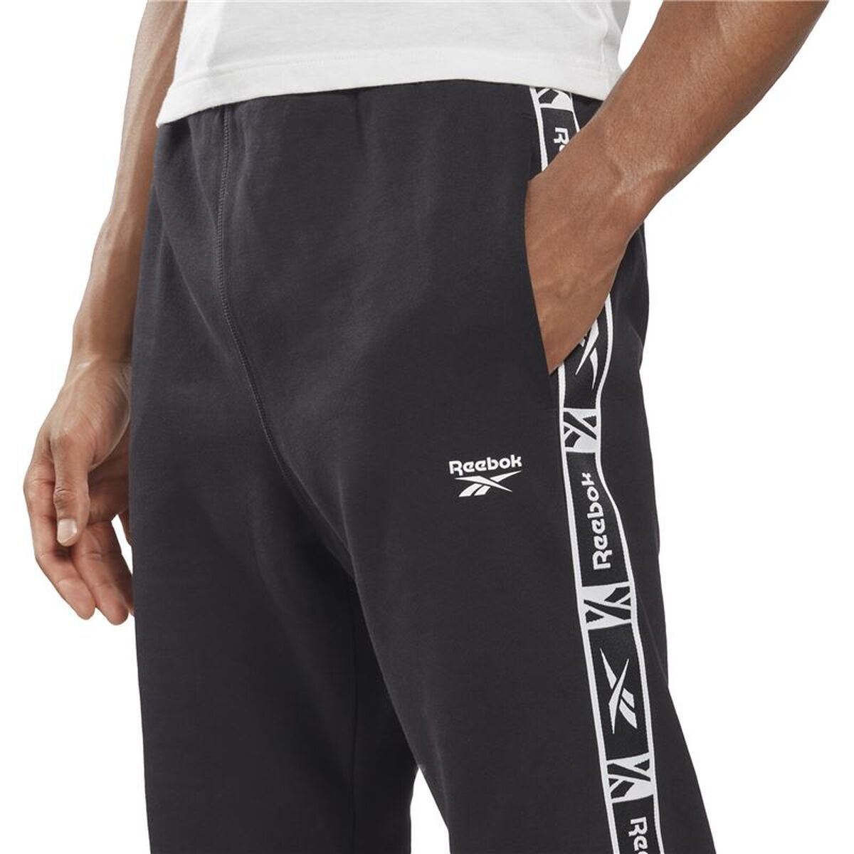 Μακρύ Αθλητικό Παντελόνι Reebok Ri Tape Jogger Μαύρο Άντρες