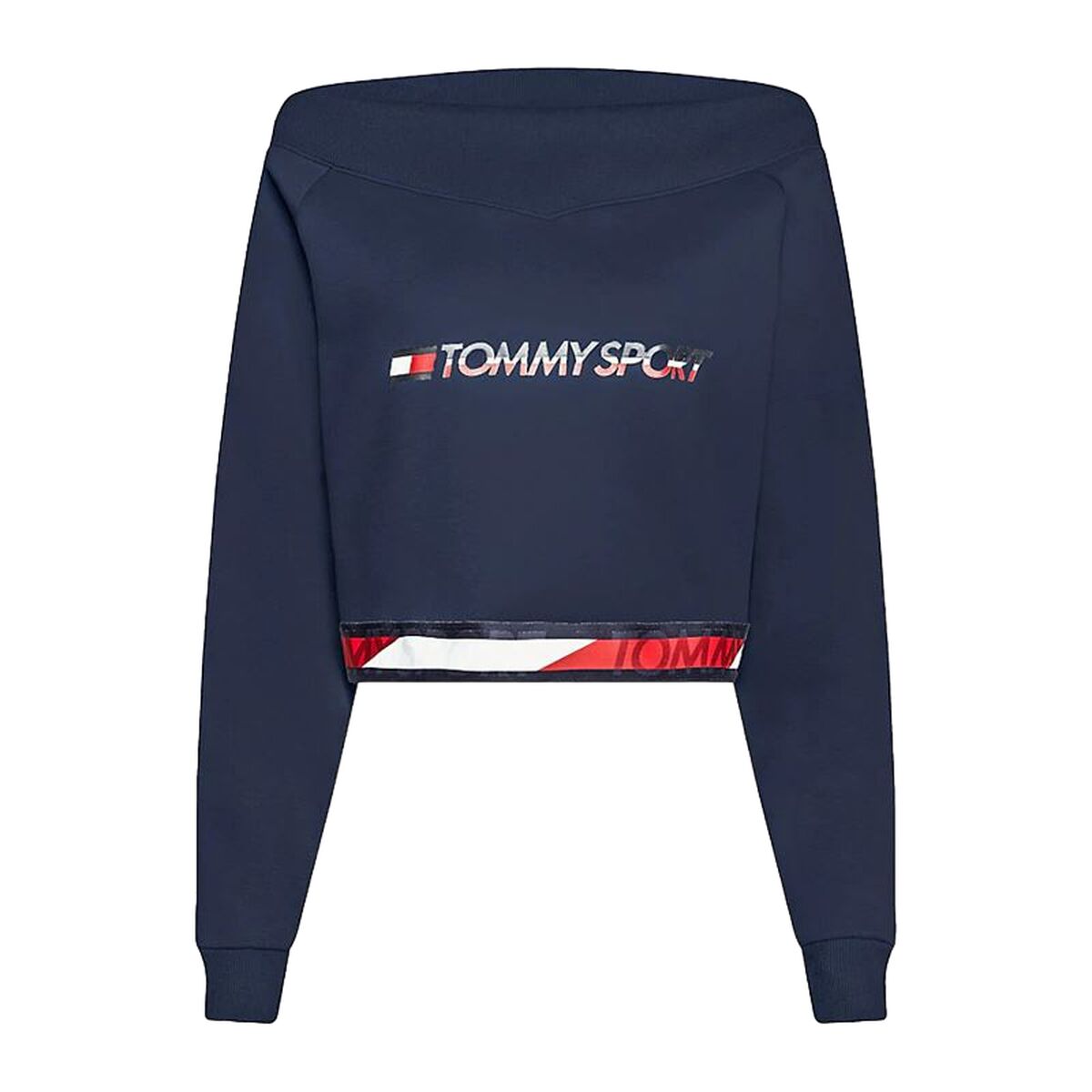 Γυναικείο χωρίς Κουκούλα Tommy Hilfiger Crop V Neck Σκούρο μπλε