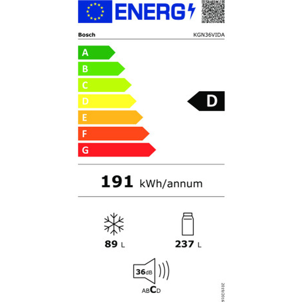 Συνδυασμένο Ψυγείο BOSCH KGN36VIDA Ασημί Χάλυβας (Ανακαινισμenα C)