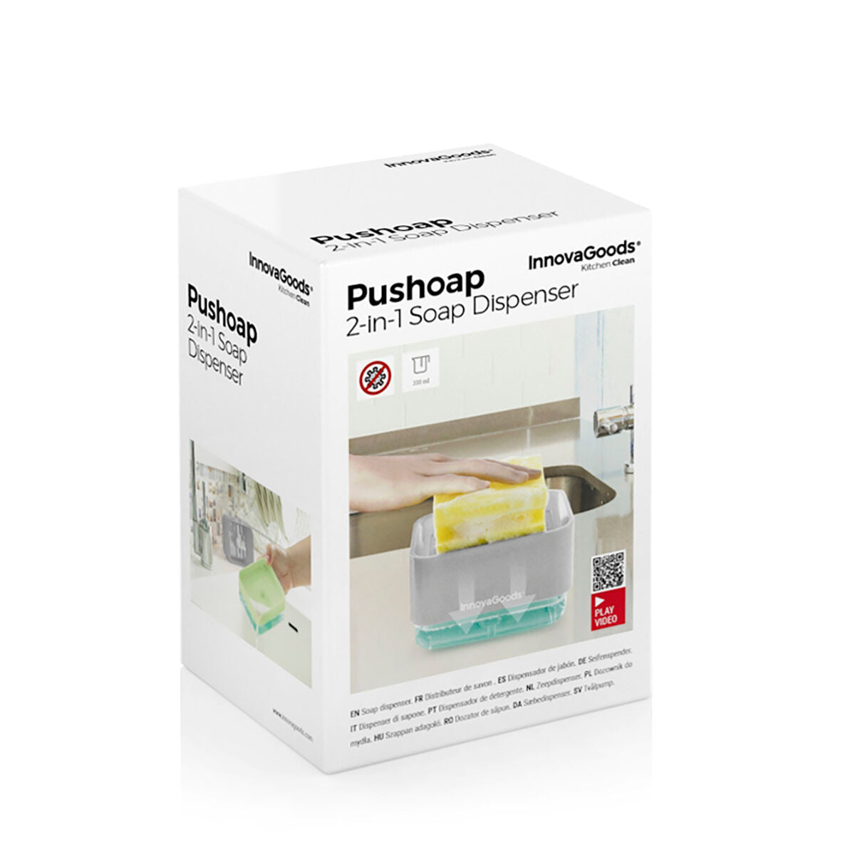 Διανομέας Σαπουνιού 2 σε 1 για Νεροχύτη Pushoap InnovaGoods
