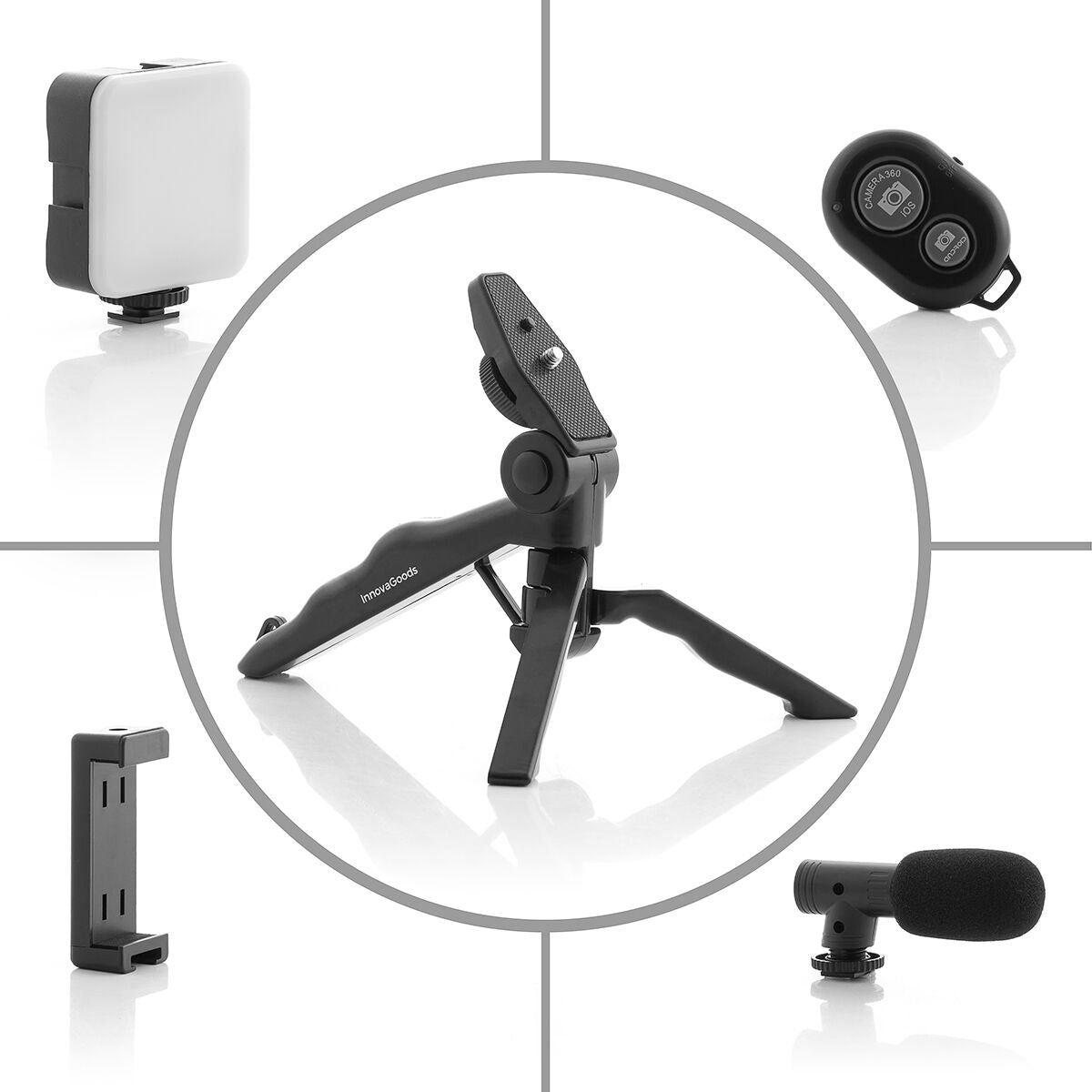Kit Vlogging με Φως, Μικρόφωνο και Τηλεχειριστήριο Plodni InnovaGoods 6 Τεμάχια