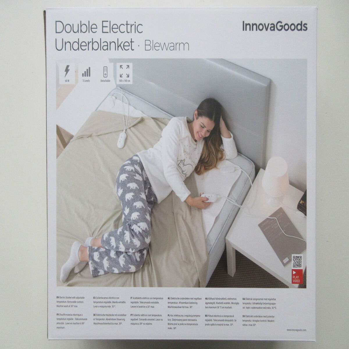 Διπλός Hλεκτρικός Θερμαντήρας Kρεβατιού Blewarm InnovaGoods 60+60 W 140 x 160 cm Λευκό (Ανακαινισμenα A)