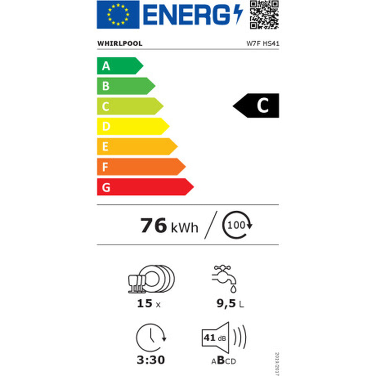 Πλυντήριο πιάτων Whirlpool Corporation W7FHS41 Λευκό Μαύρο 60 cm (Ανακαινισμenα C)