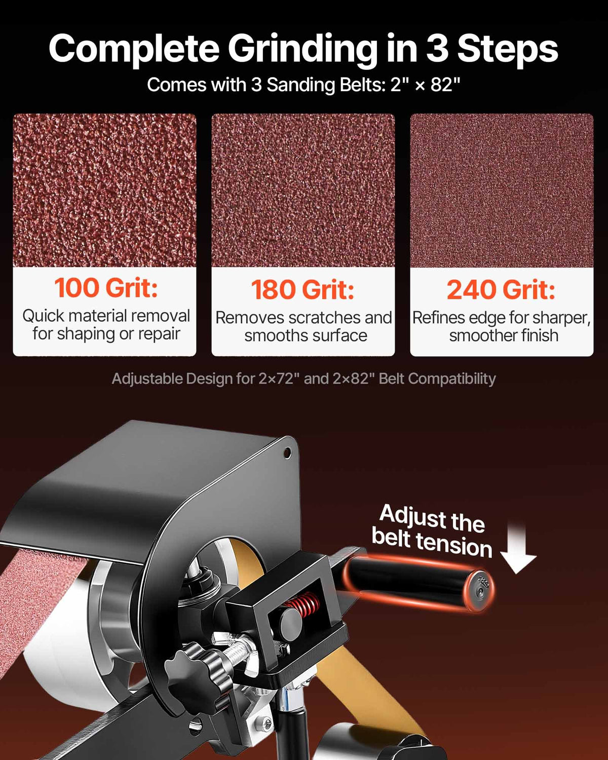 VEVOR Benchtop Disk & Belt Sander Bench Sander 1.5KW with Ph 427 x 30.5 cm Wheel Adjustable Sanding Belt