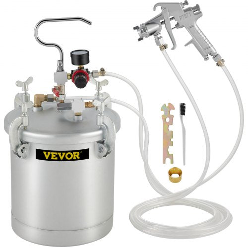 VEVOR Commercial Paint Pressure Tank 2.5 Gallons Pressure Pot Tank 10L Pressure Paint Pot Feed Spray Gun 1.5mm Nozzle Paint Sprayer for 10L Capacity Painting