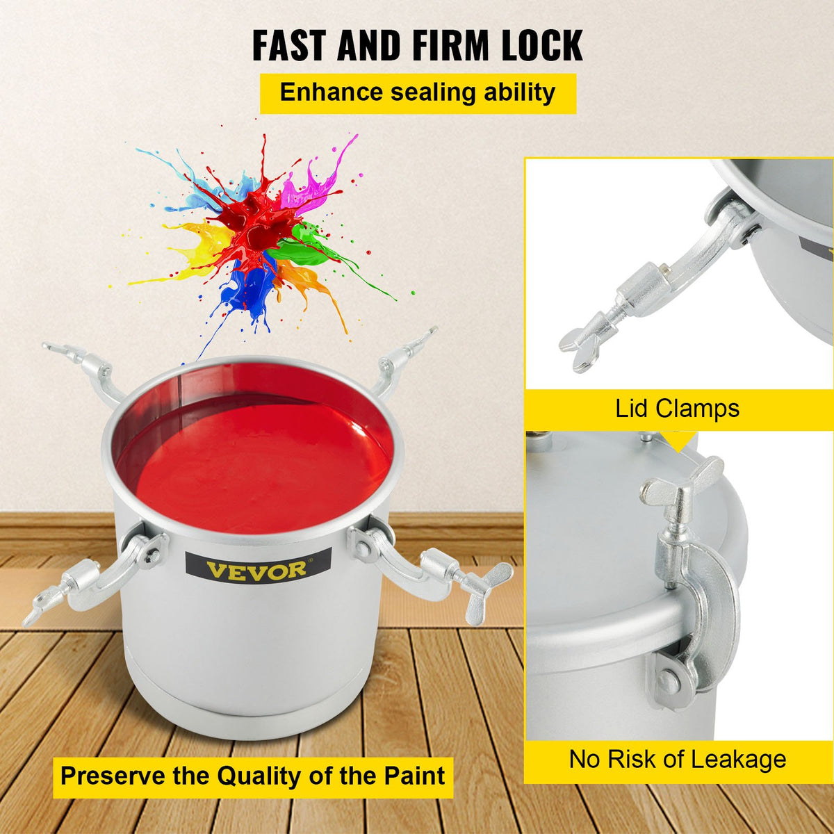 VEVOR Commercial Paint Pressure Tank 2.5 Gallons Pressure Pot Tank 10L Pressure Paint Pot Feed Spray Gun 1.5mm Nozzle Paint Sprayer for 10L Capacity Painting
