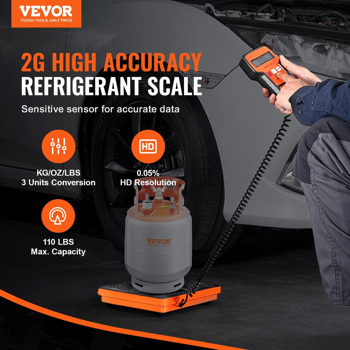 VEVOR Electronic Digital Refrigerant Charging Freon Weight Scale 50 kg for HVAC