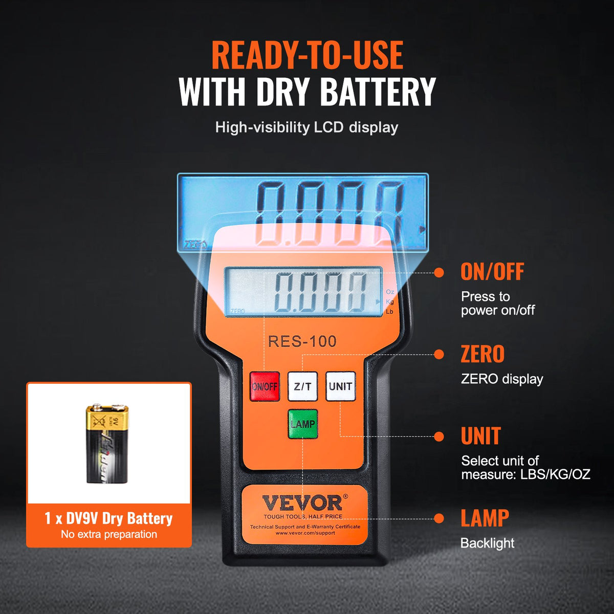 VEVOR Electronic Digital Refrigerant Charging Freon Weight Scale 50 kg for HVAC