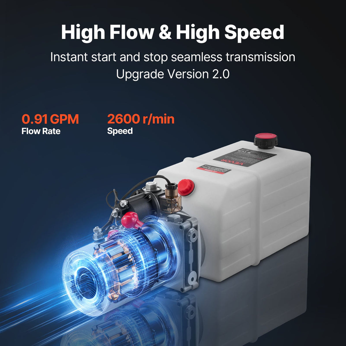 VEVOR 7 L Hydraulic Power Unit, Single Acting Dump Trailer Pump, 22 MPa Max Relief Pressure & 3.4 L/min Flow Rate, DC 12V Hydraulic Pump with Metal Reservoir for Dump Trailer Car Lifting