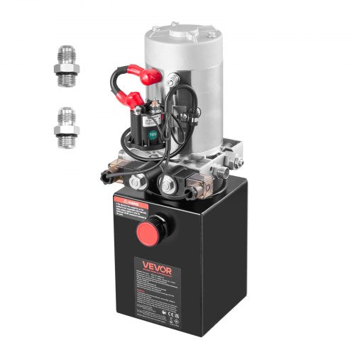 VEVOR 4 L Hydraulic Power Unit, Double Acting Dump Trailer Pump, 22 MPa Max Relief Pressure & 3.4 L/min Flow Rate, DC 12V Hydraulic Pump with Metal Reservoir for Dump Trailer Car Lifting, Black