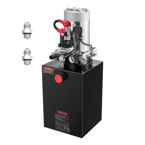 VEVOR 12 L Hydraulic Power Unit, Double Acting Dump Trailer Pump, 22 MPa Max Relief Pressure & 3.4 L/min Flow Rate, DC 12V Hydraulic Pump with Metal Reservoir for Dump Trailer Car Lifting