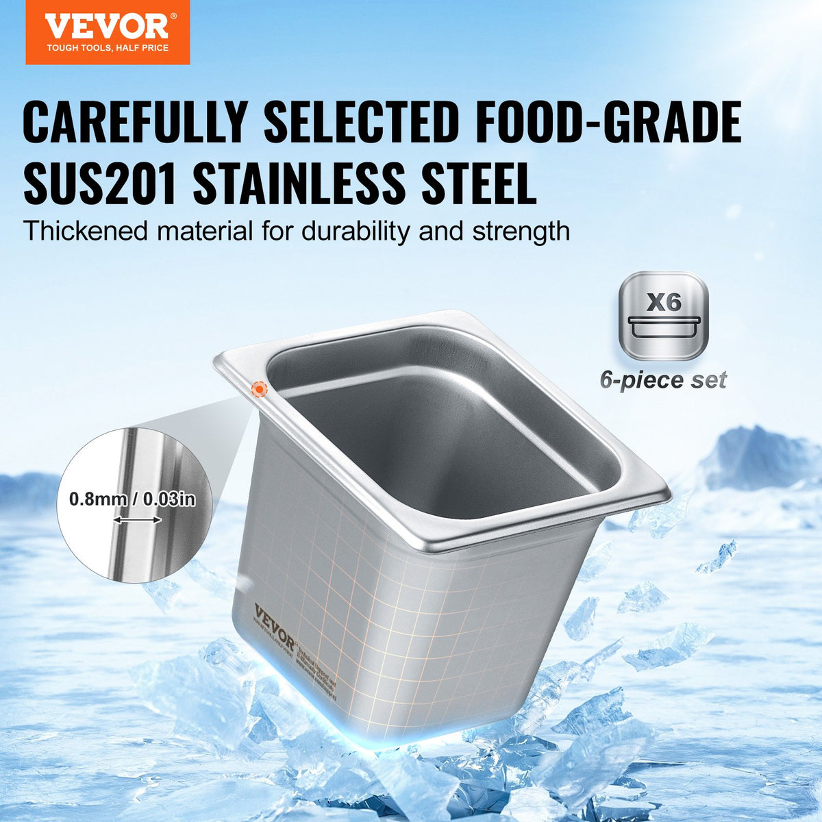 VEVOR 6 Pack Hotel Pans