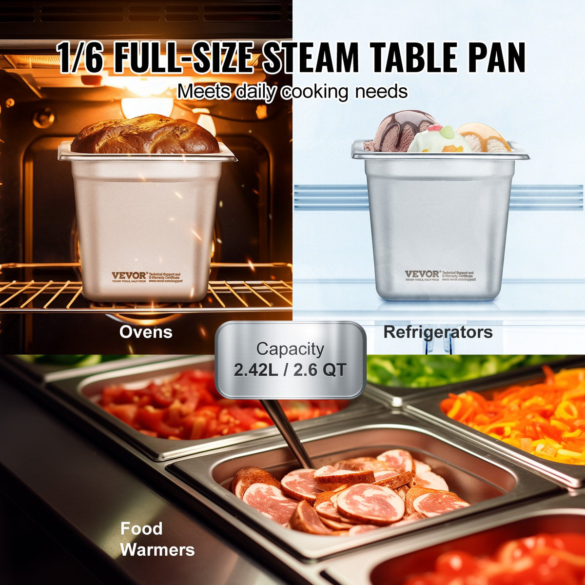 VEVOR 6 Pack Hotel Pans