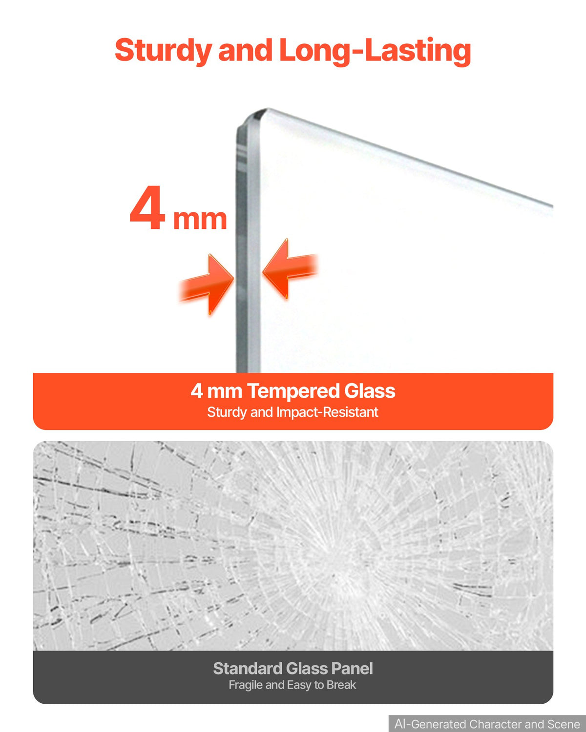 VEVOR Glass Dry Erase Board 2 Pack 900 x 600 mm White Magnetic Whiteboard, Wall-Mounted, Frameless, Thick Tempered Glass, with Markers, Magnets and Eraser, for Office, School Classroom, Home Study