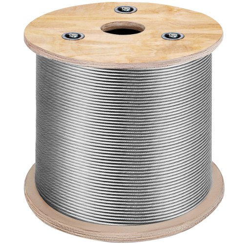 VEVOR T316 Stainless Steel Cable 3.2 mm 7x7 Steel Wire Rope Cable 15240 cm Cable Railing Transport Wire Rope Cable for Railing Decking DIY Balustrade