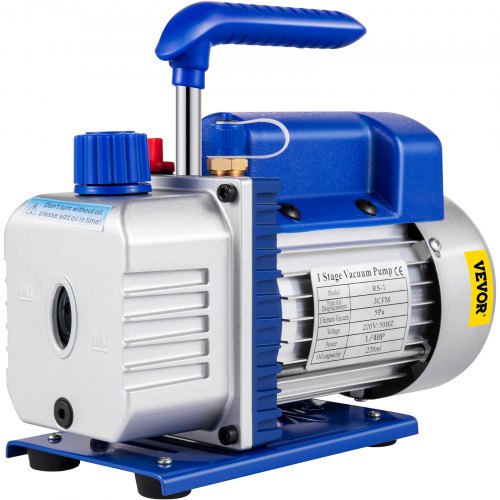 VEVOR 183 L/min(3CFM) 246W(1/3HP) Vacuum Pump Vacuum Pump 117 L/min(1.8CFM) 1 Stage Refrigeration Vacuum Pump Vacuum Chamber 1440RPM for the vacuum pumping with R12
