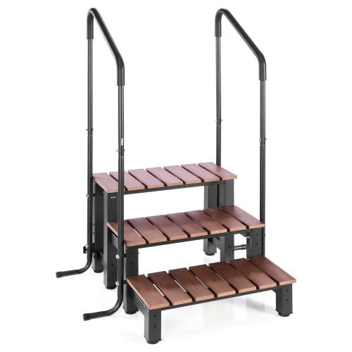 VEVOR Hot Tub Step with Handrail, 3-Step Spa Outdoor Stairs, Heavy Duty 640.1 mm Wide Above-Ground/Inflatable Pool Ladder with 249.5 kg Weight Capacity, Multi-Use for Porch, Patio, Deck, Trailers