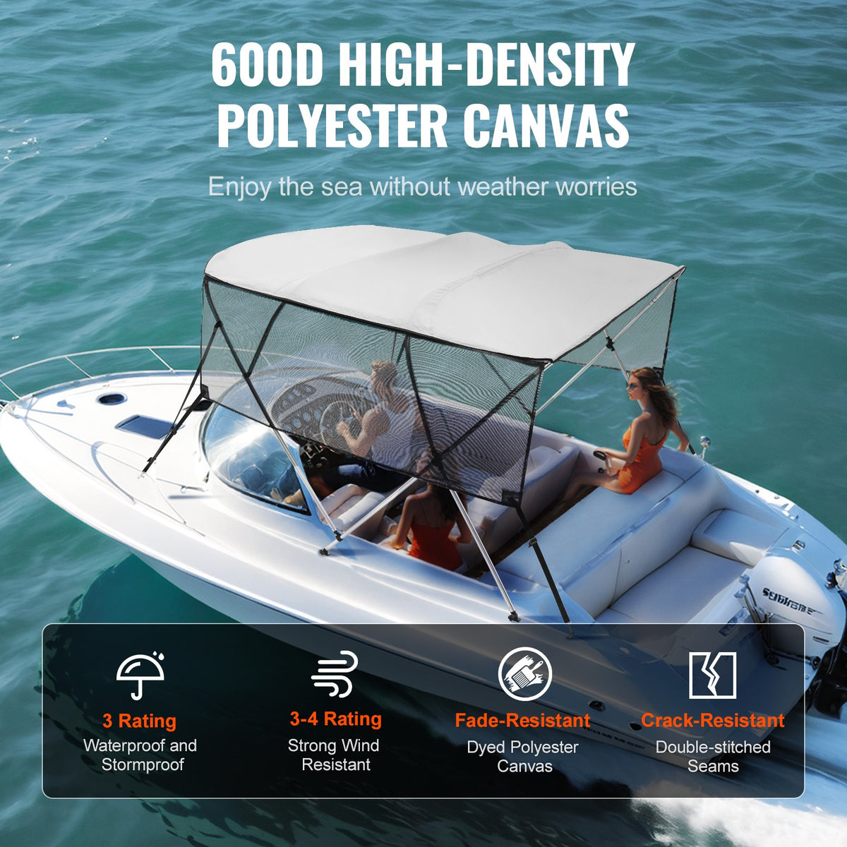 VEVOR 4 Bow Bimini Top Boat Cover