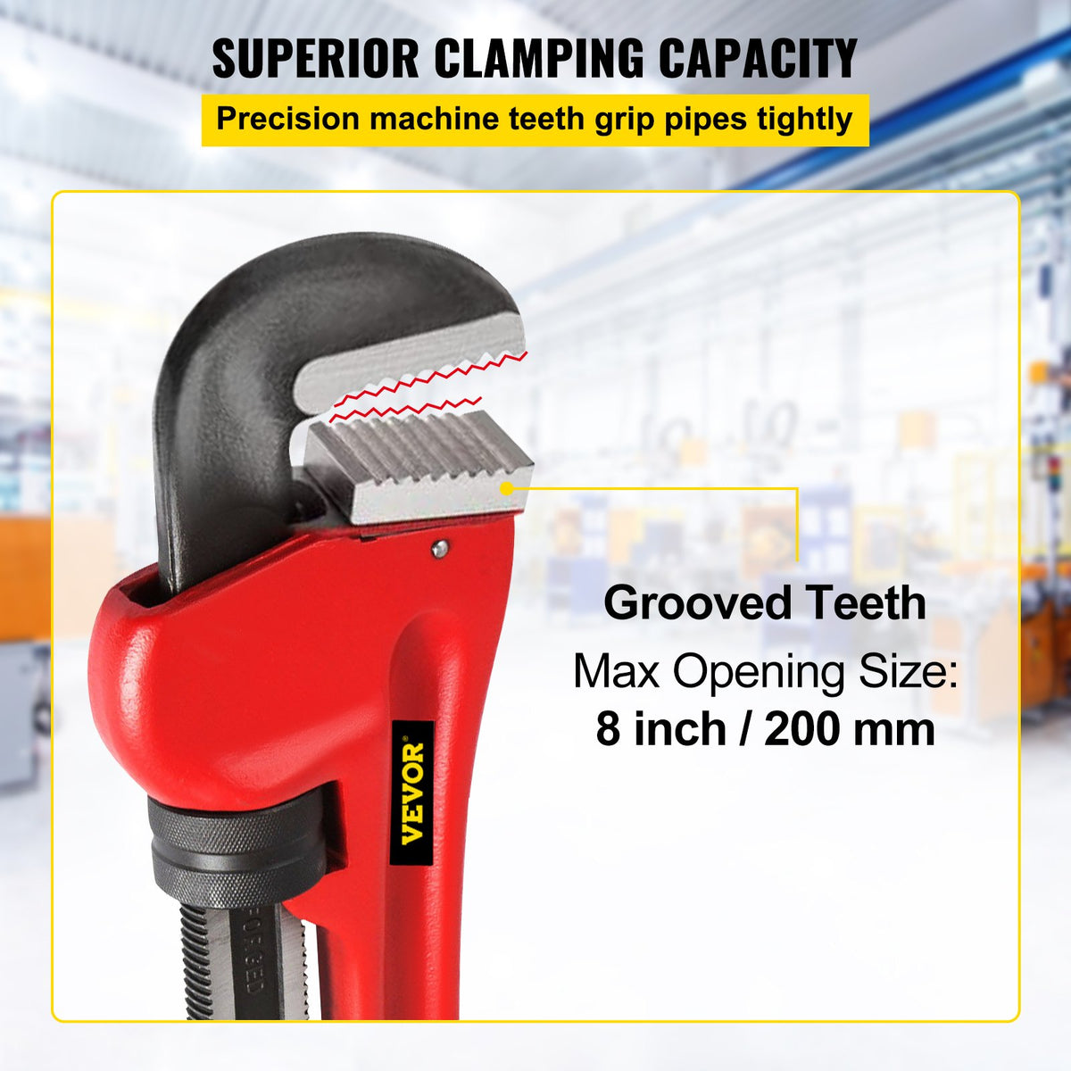 VEVOR Pipe Wrench, 51 inch, Heavy Duty Cast Iron Straight Plumbing Wrench, Adjustable Plumber Tool for Sink Faucet Toilet Bowl Bathroom Kitchen Drainer Repair Installation