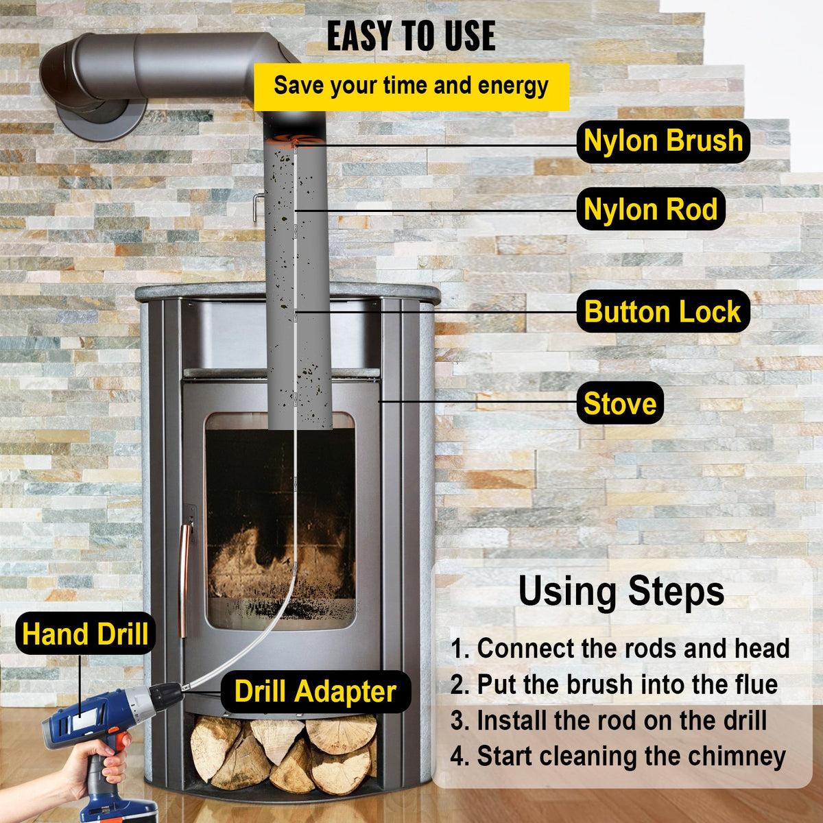 VEVOR Flexible Chimney Cleaning Rods