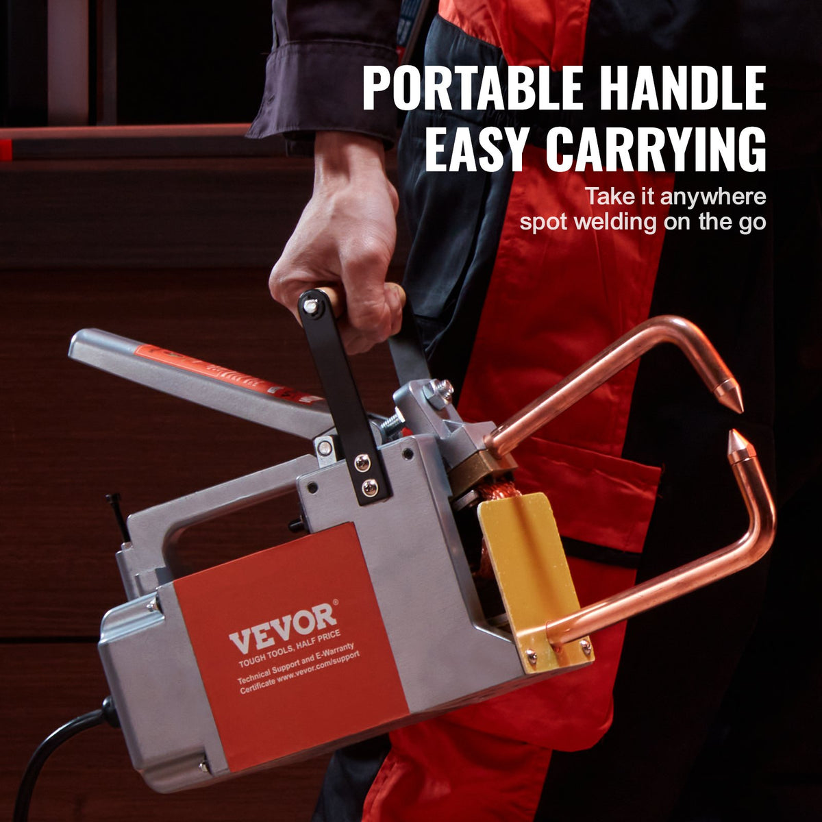 VEVOR Portable Spot Welder, 1/8-inch Thick Spot Welder Machine with 1.5KVA Input Capacity, Handheld Welding Tip Gun Metal Sheet Spot Welding Machine for Carbon Steel, Stainless Steel, Aluminum Sheet