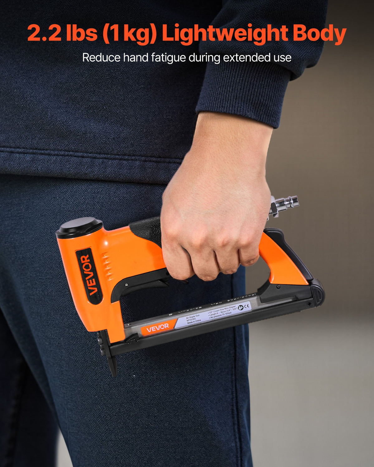 VEVOR Pneumatic Staple Gun, 20 Gauge Air Upholstery Stapler for 50 Series Fine Wire Staples 12.8mm Crown 6mm-16mm Length, Max 110PCS Loading Air Staple Gun for Upholstering, Woodworking, DIY Projects