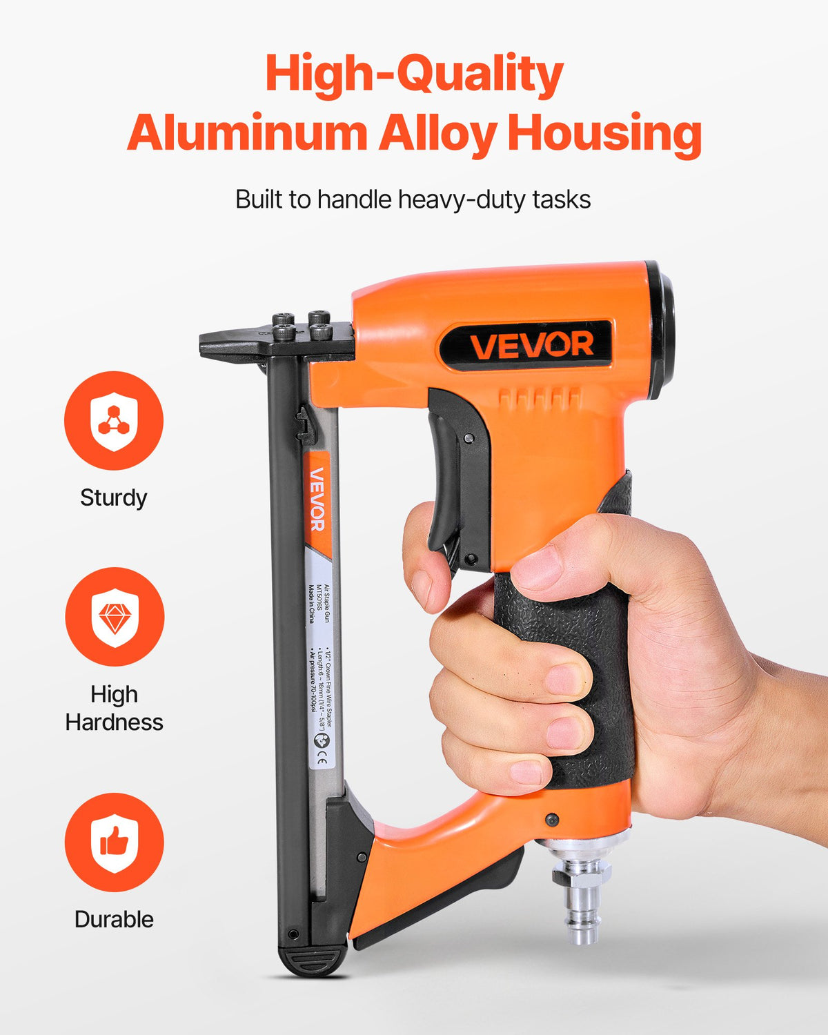 VEVOR Pneumatic Staple Gun, 20 Gauge Air Upholstery Stapler for 50 Series Fine Wire Staples 12.8mm Crown 6mm-16mm Length, Max 110PCS Loading Air Staple Gun for Upholstering, Woodworking, DIY Projects