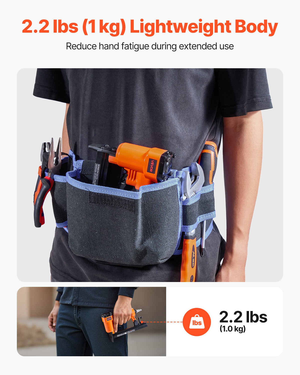 VEVOR Pneumatic Staple Gun, 22 Gauge Pneumatic Upholstery Stapler for 71 Series Fine Wire Staples 9.1mm Crown 4mm-16mm Length, 70-110 PSI Air Staple Gun for Woodworking, Upholstering, DIY Project