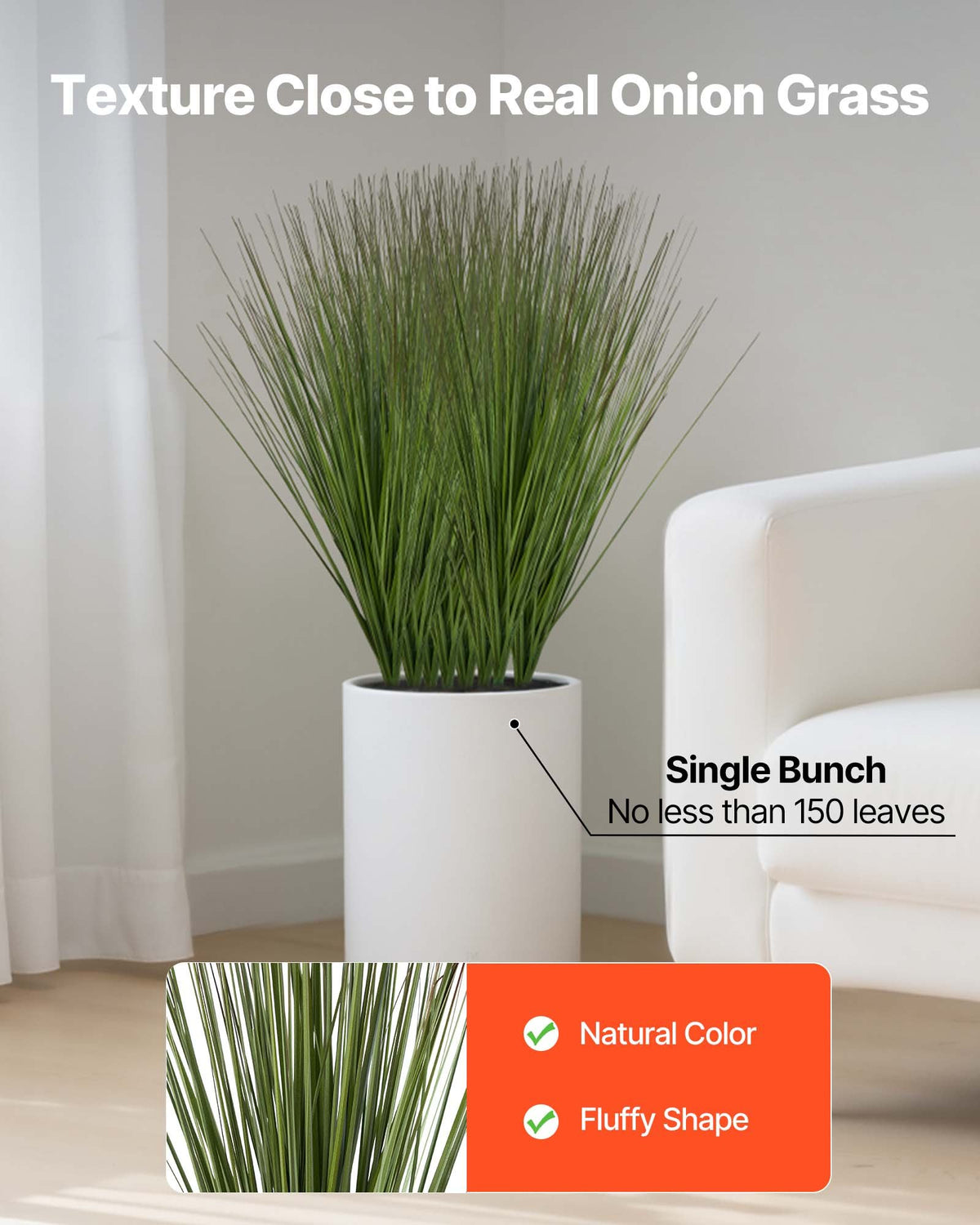 VEVOR Artificial Grass Plant, 686mm Faux Onion Grass Fake Greenery Shrubs Plant, Premium PVC for Indoor Outdoor House Home Garden Office Room Décor, Housewarming, 8 Pack Green