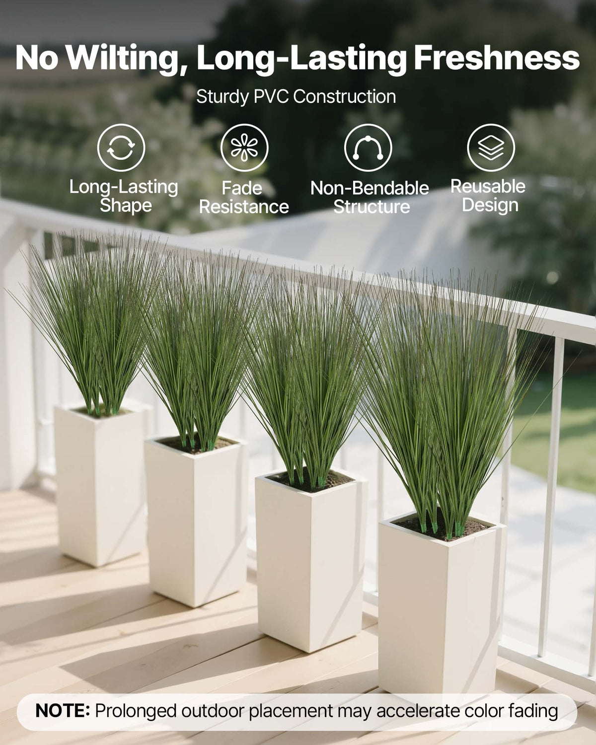 VEVOR Artificial Grass Plant, 686mm Faux Onion Grass Fake Greenery Shrubs Plant, Premium PVC for Indoor Outdoor House Home Garden Office Room Décor, Housewarming, 8 Pack Green
