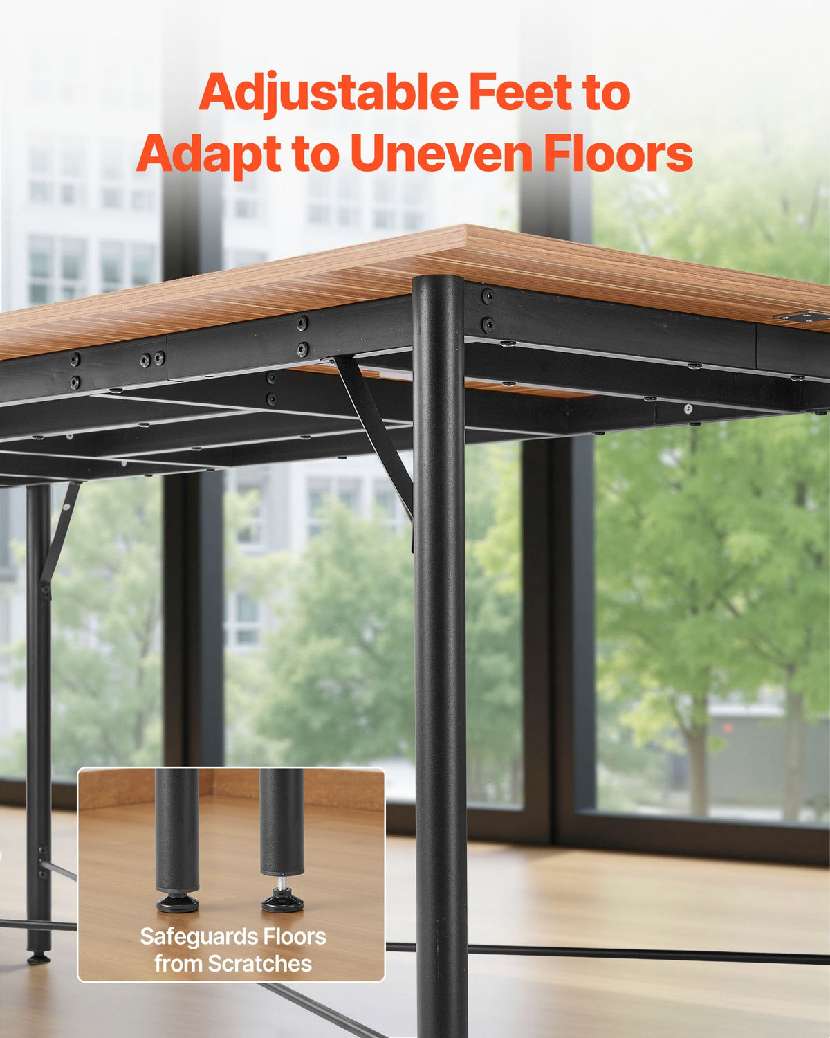 VEVOR Conference Table, 1800 mm Office Meeting Table for 6-8 Person, Modern Rectangle Seminar Desk with Metal Legs, Meeting Desk Ideal for Office, Boardroom, Conference Room, Easy Assembly, Brown