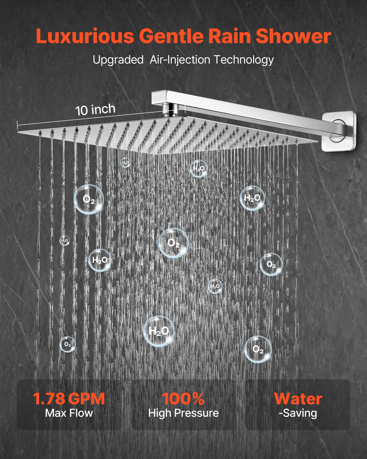 VEVOR Shower Faucet Set, Rainfall Bathroom Shower System with 10-Inch (25.4cm) Square Rain Shower Head and Handheld Spray, Wall Mounted Bath Fixtures with Brass Valve and Trim Kit, Brushed Nickel