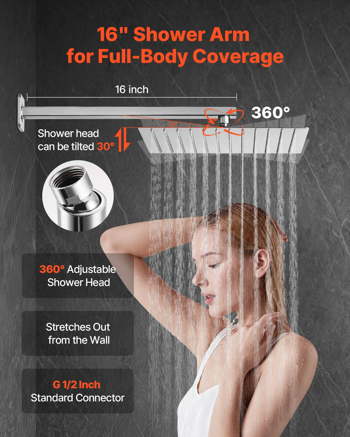 VEVOR Shower Faucet Set, Rainfall Bathroom Shower System with 10-Inch (25.4cm) Square Rain Shower Head and Handheld Spray, Wall Mounted Bath Fixtures with Brass Valve and Trim Kit, Brushed Nickel