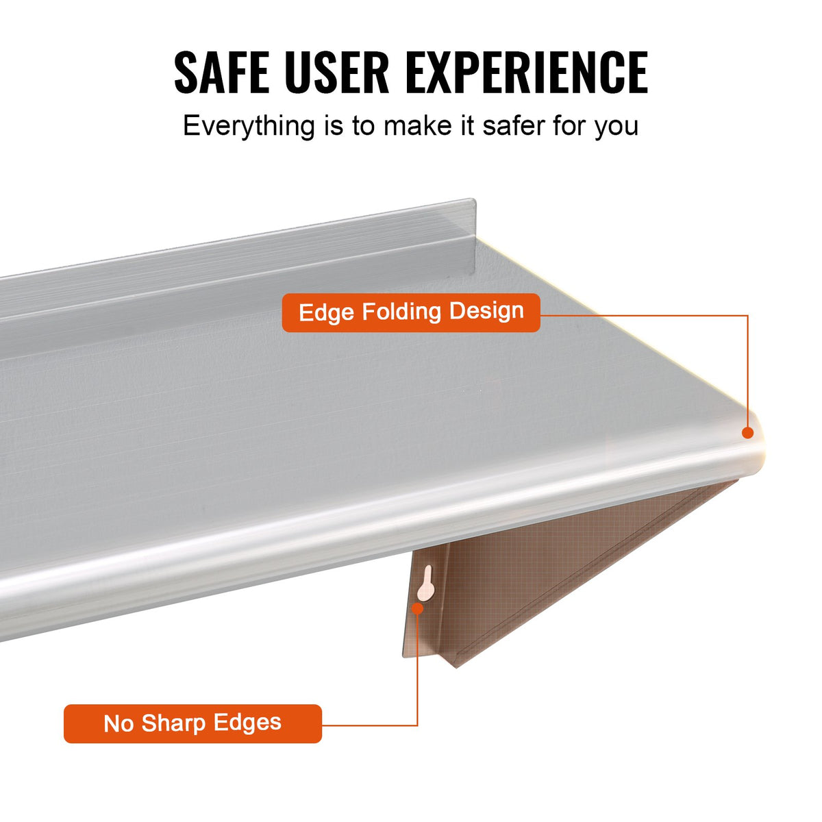 VEVOR 30.5 x 91.4 cm Stainless Steel Shelf