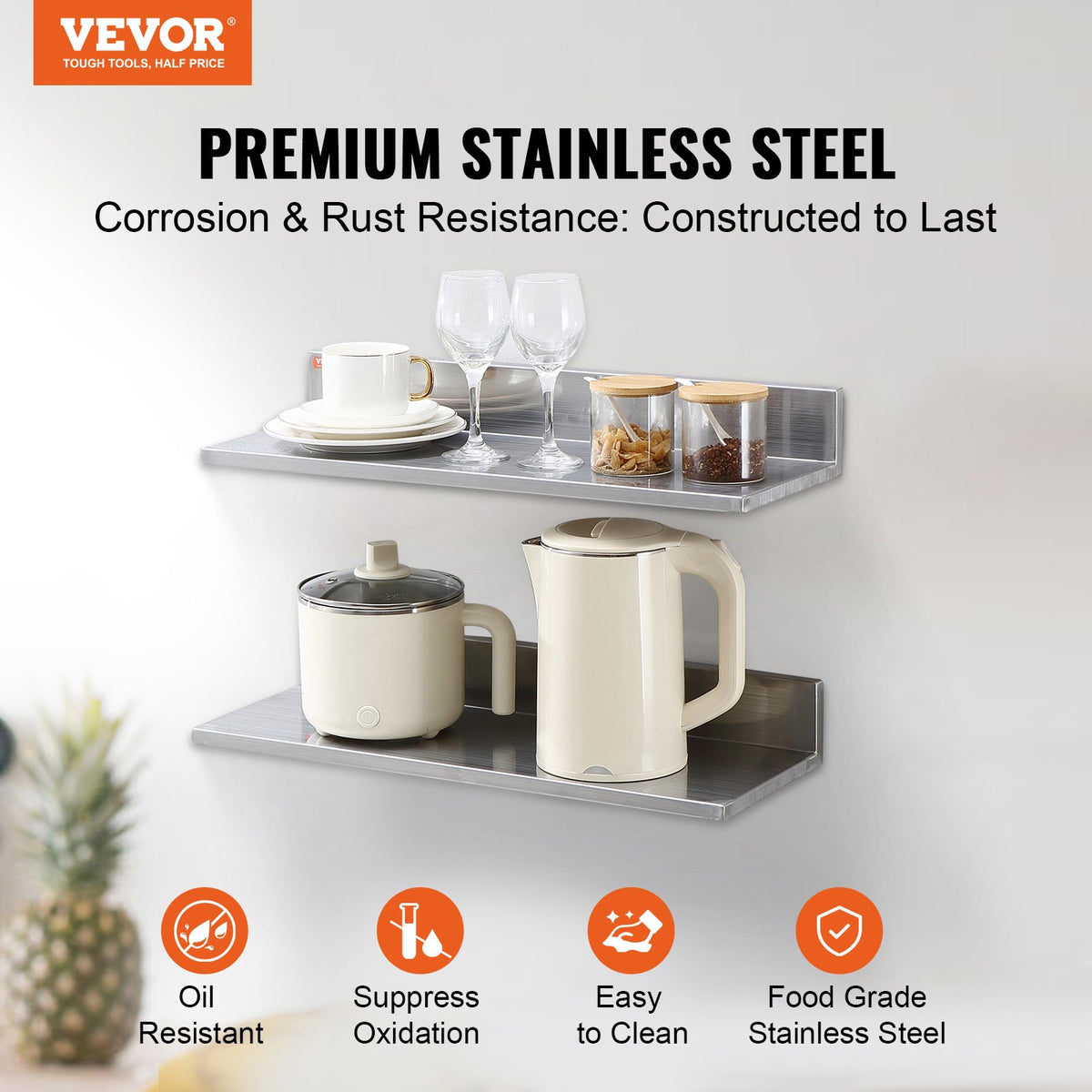 VEVOR 21.8 x 61 cm Stainless Steel Shelf