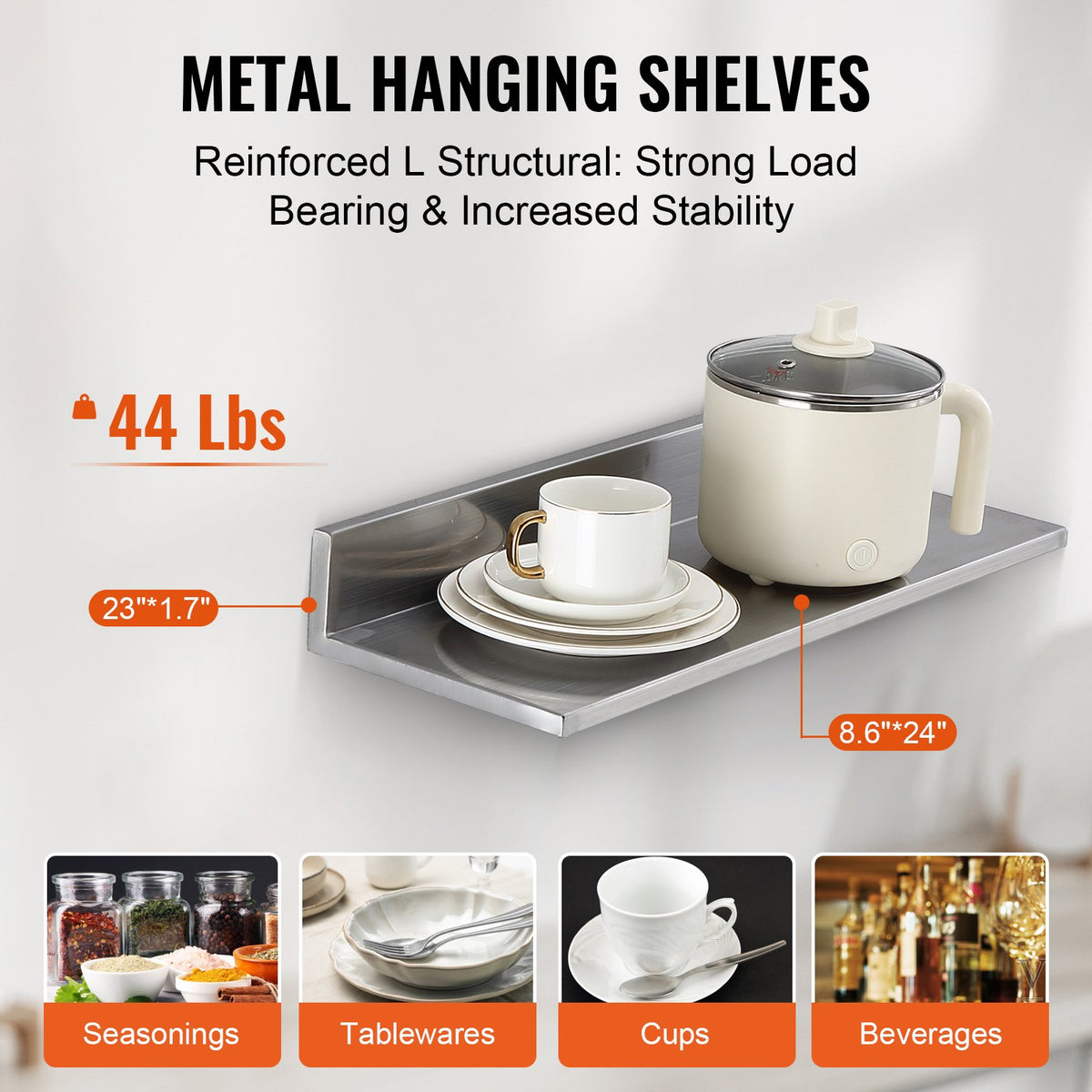 VEVOR 21.8 x 61 cm Stainless Steel Shelf