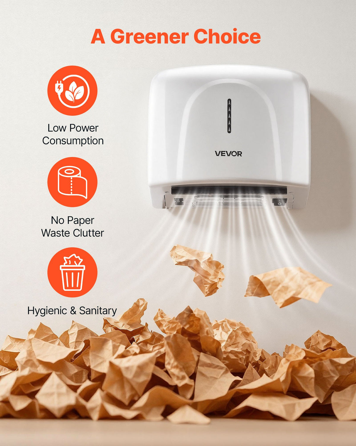 VEVOR Hand Dryer, 1300W Bathroom Air Hand Dryer, Automatic High Speed with HEPA Filter, Fast Drying, Premium ABS Construction, AC220-240V Commercial Wall Mounted for Home Bathroom, Guest Room,Homestay