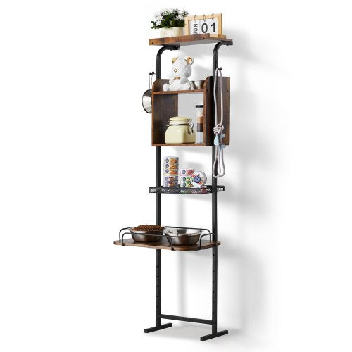 VEVOR Pet Feeding Station with Storage, Elevated Dog Bowls, Raised Dog Bowl Stand, Dog Food Storage and Feeder Station with Storage Shelves, Pet Toy Storage Organizer, for Large Medium Small Dogs