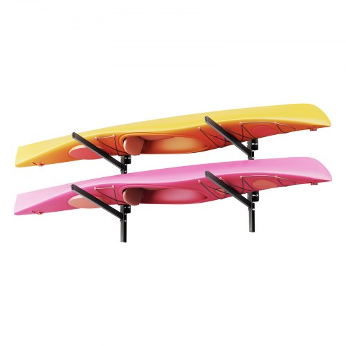 VEVOR Kayak Storage Rack for 2 Kayaks, Holds 90.7 kg, Heavy Duty Adjustable Wall Mount Stand for Indoor Outdoor Garage Shed Dock, Storage Holder for Canoe, Small Boat, SUP, Surfboard & Paddleboard